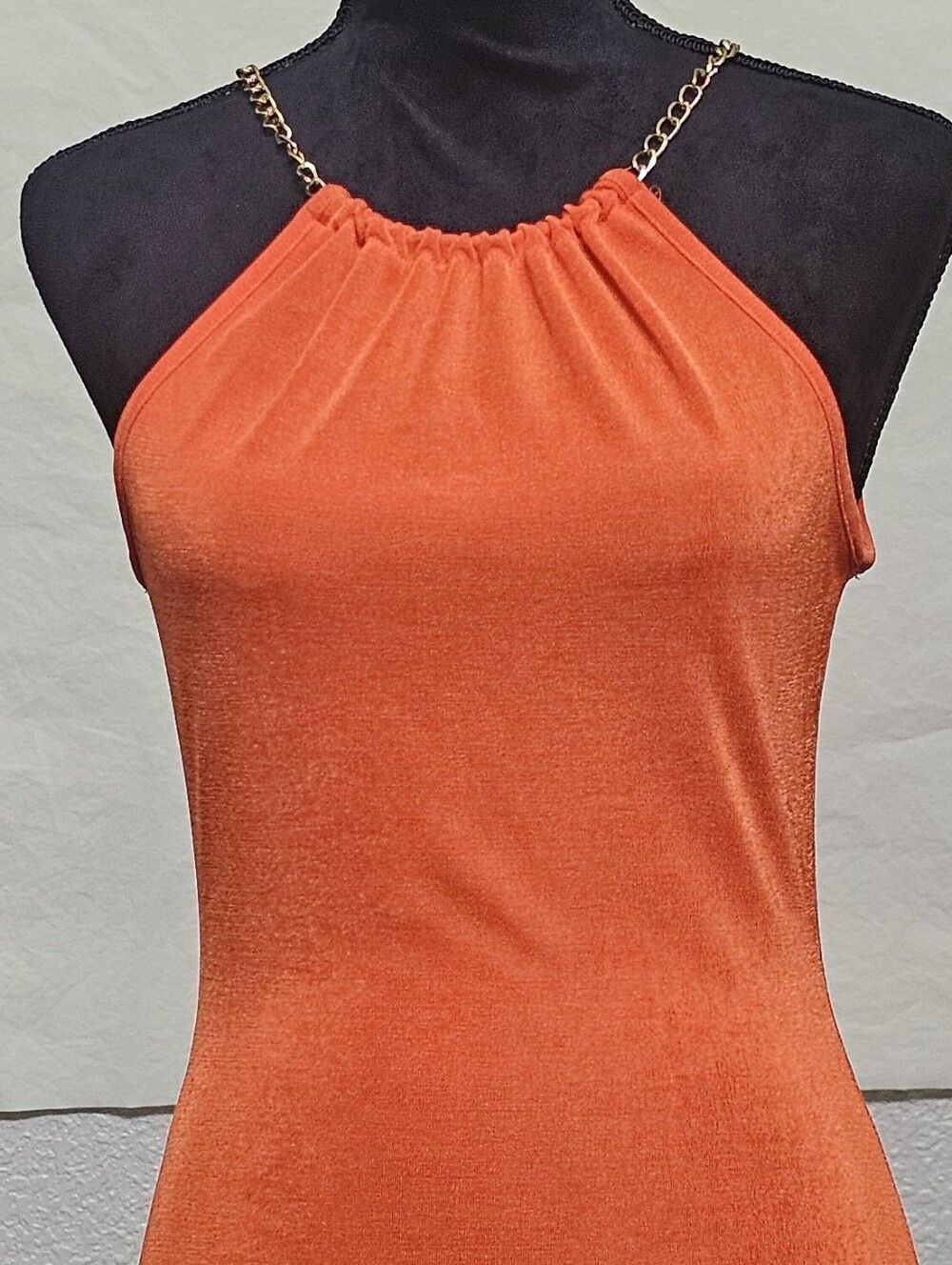 Heart Hips Orange Chain-Strap Mini Dress - M - - Picture 5 of 8